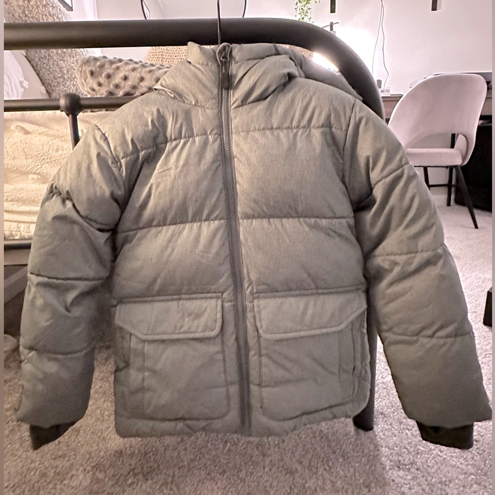 Boys Grey Fleece Lined Winter Coat